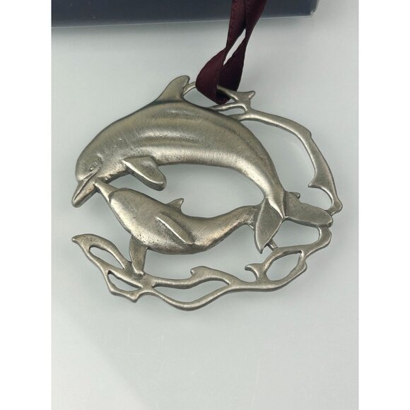 Lindsay Claire Fine Pewter Dolphin Ornament Coastal Ornament Christmas Holiday - Picture 8 of 12